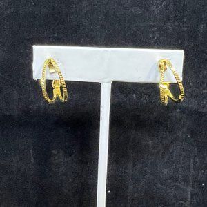 Vintage Napier Gold Tone Double Hoop Clip On/Screw Back Earrings (3164)